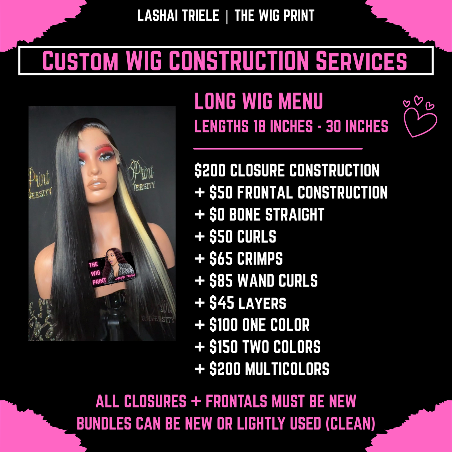 Custom Wig Services LONG | (BYOB)