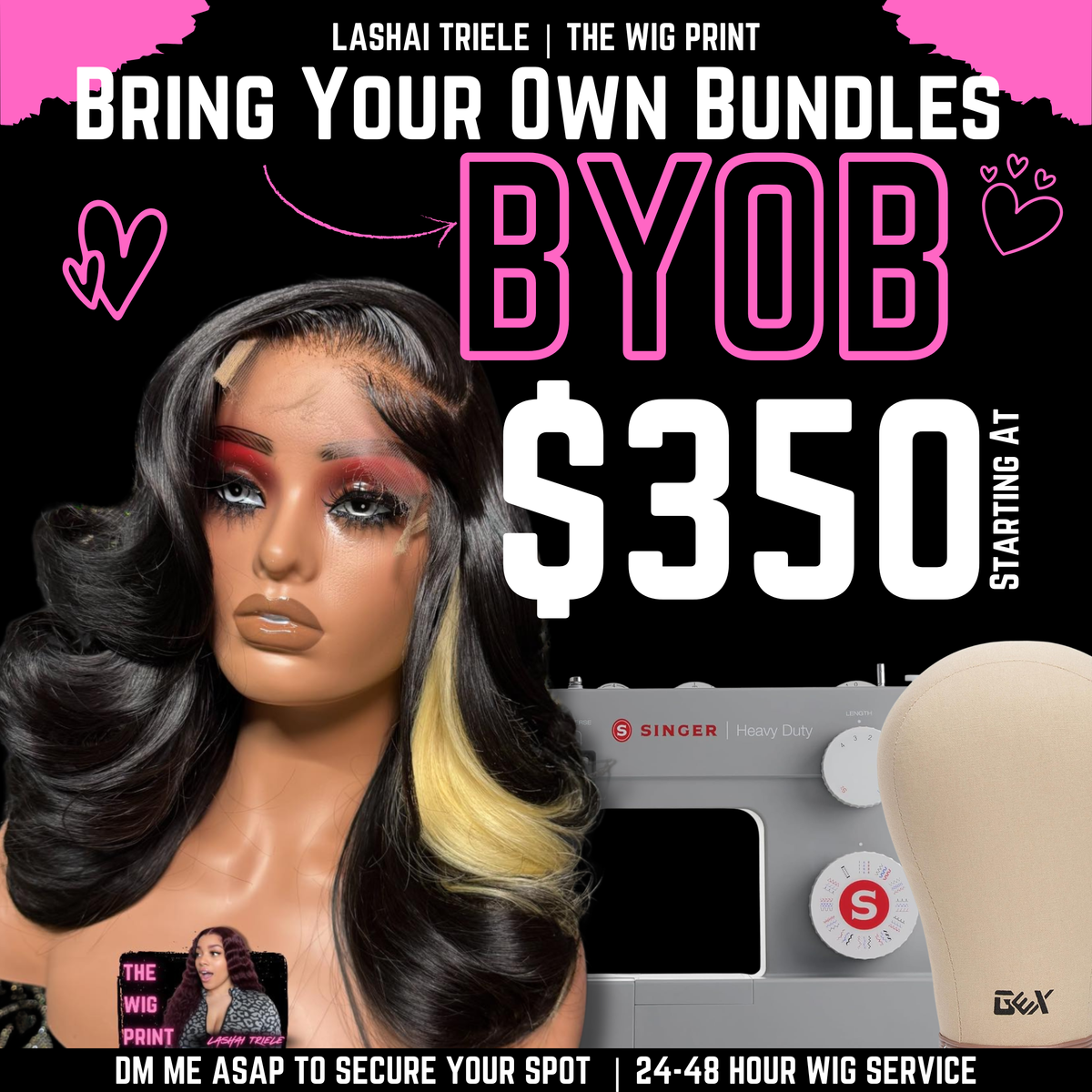 Custom Wig Services BOB | (BYOB)